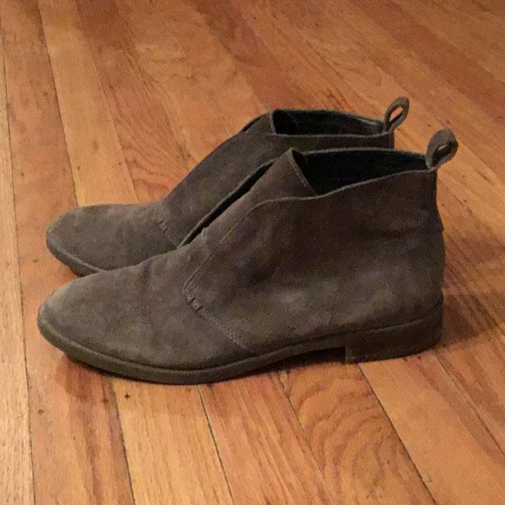 Grey suede booties